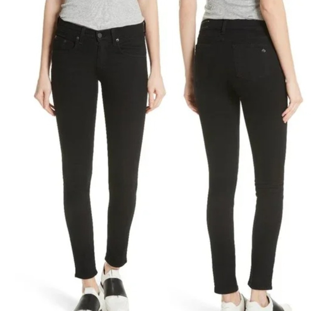 Rag & Bone Skinny Jeans Coal Black Mid‎ Rise Stretch Denim W1502K520 Size 28